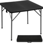 34" Folding Card Table Plastic Table Portable Square Height Dining Table Perfect for Party and Parties Backyard Events, Black