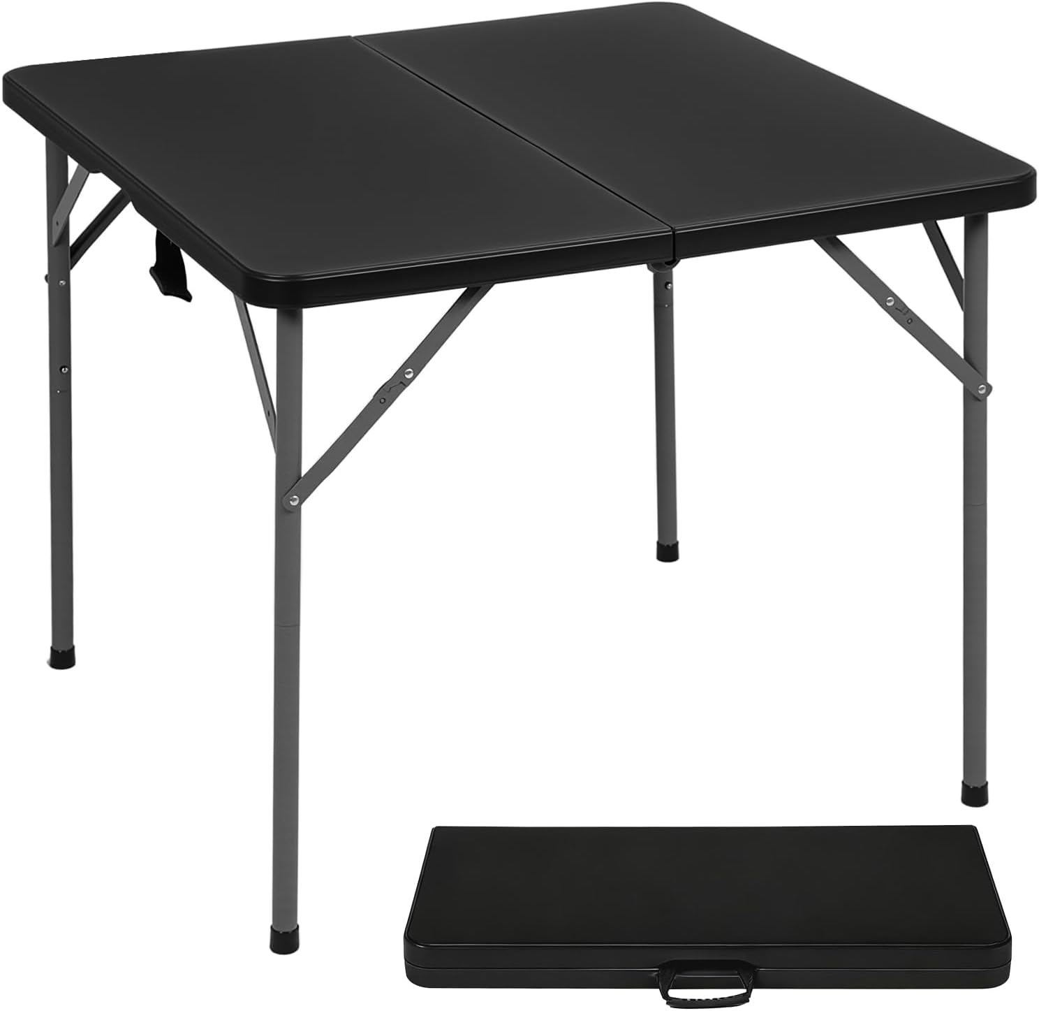 51c4vx87L._AC_SL1500_.jpg 34" Folding Card Table Plastic Table Portable Square Height Dining Table Perfect for Party and Parties Backyard Events, Black - Image 1