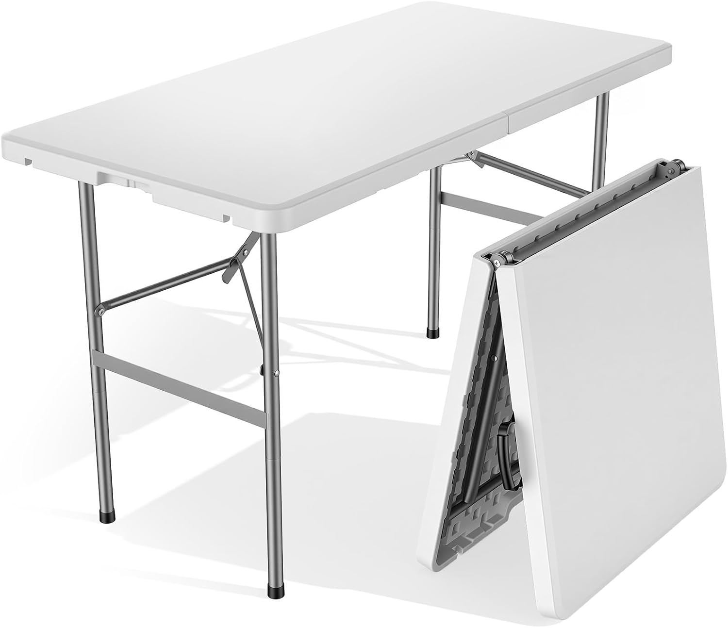 613MctFaM7L._AC_SL1500_.jpg 4 FT Folding Picnic Table Easy to Fold and Store, Foldable Table for Camping Picnic Dining Party Kitchen Outdoor Indoor with Carrying Handle - Image 1