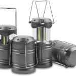 LED Camping Lantern, 4 Pack Battery Powered Flashlight for Power Outages, Portable Collapsible Hanging Light Essential for Home, Outdoor, Emergency Lamp Survival Kit Gear for Hurricane, Gray