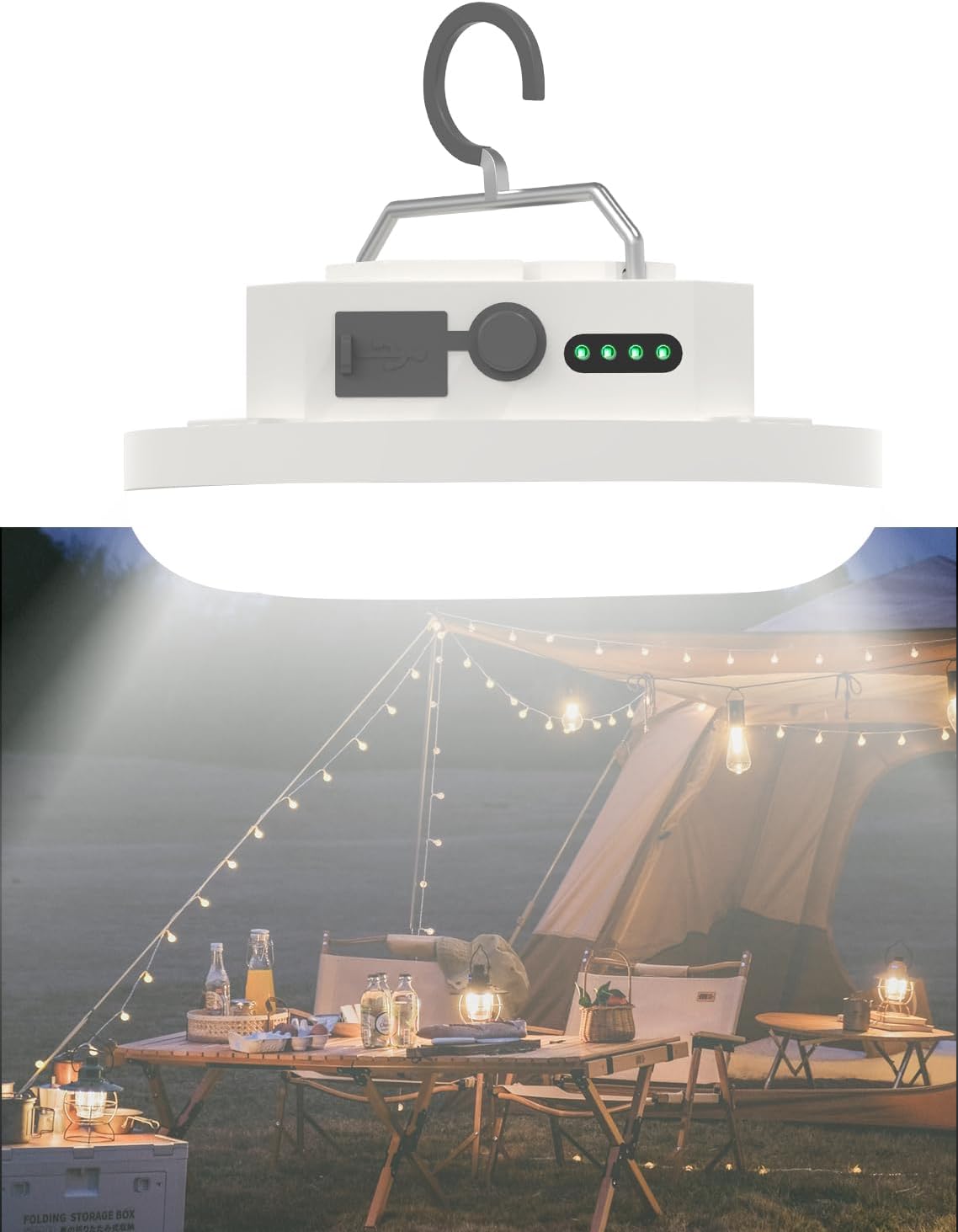 61ktY9KQi4L._AC_SL1480_.jpg 5000LM Rechargeable LED Camping Lantern,10050mAh, 3 Lighting Modes,Battery Power, Portable Tent Camping Lighting , IPX5 Waterproof Hanging Camping Light for Power Outages ,Hurricane,Car Repair - Image 1