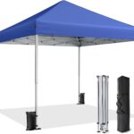 10x10 Pop Up Canopy, Portable Instant Canopy Tent with Carry Bag, 4 Sandbags and 8 Stakes for Outdoor Events, Parties & Camping - Blue