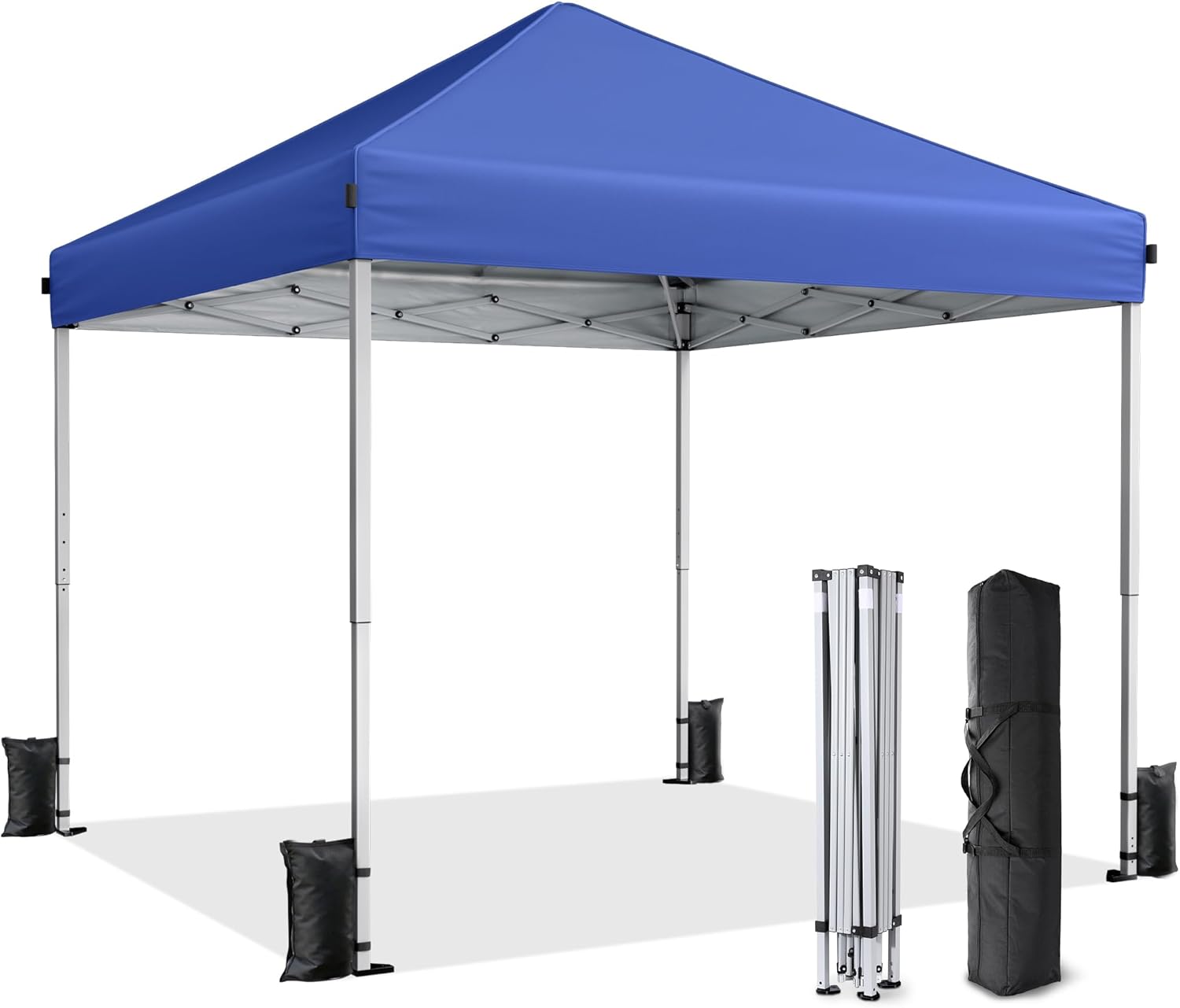 61l0NCtG8AL._AC_SL1500_.jpg 10x10 Pop Up Canopy, Portable Instant Canopy Tent with Carry Bag, 4 Sandbags and 8 Stakes for Outdoor Events, Parties & Camping - Blue - Image 1