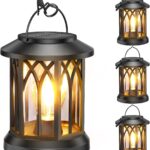4 Pack Solar Lantern Outdoor Lights, Upgraded Bright Solar Lanterns Outdoor Waterproof, Hanging Solar Powered Lantern Over 12Hrs Lights for Outside Garden Yard Patio Tree Path Decor