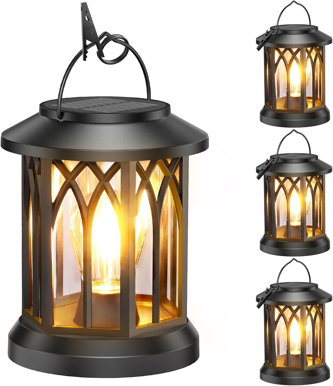 719xWAFRf-L._AC_SL1500_.jpg 4 Pack Solar Lantern Outdoor Lights, Upgraded Bright Solar Lanterns Outdoor Waterproof, Hanging Solar Powered Lantern Over 12Hrs Lights for Outside Garden Yard Patio Tree Path Decor - Image 1