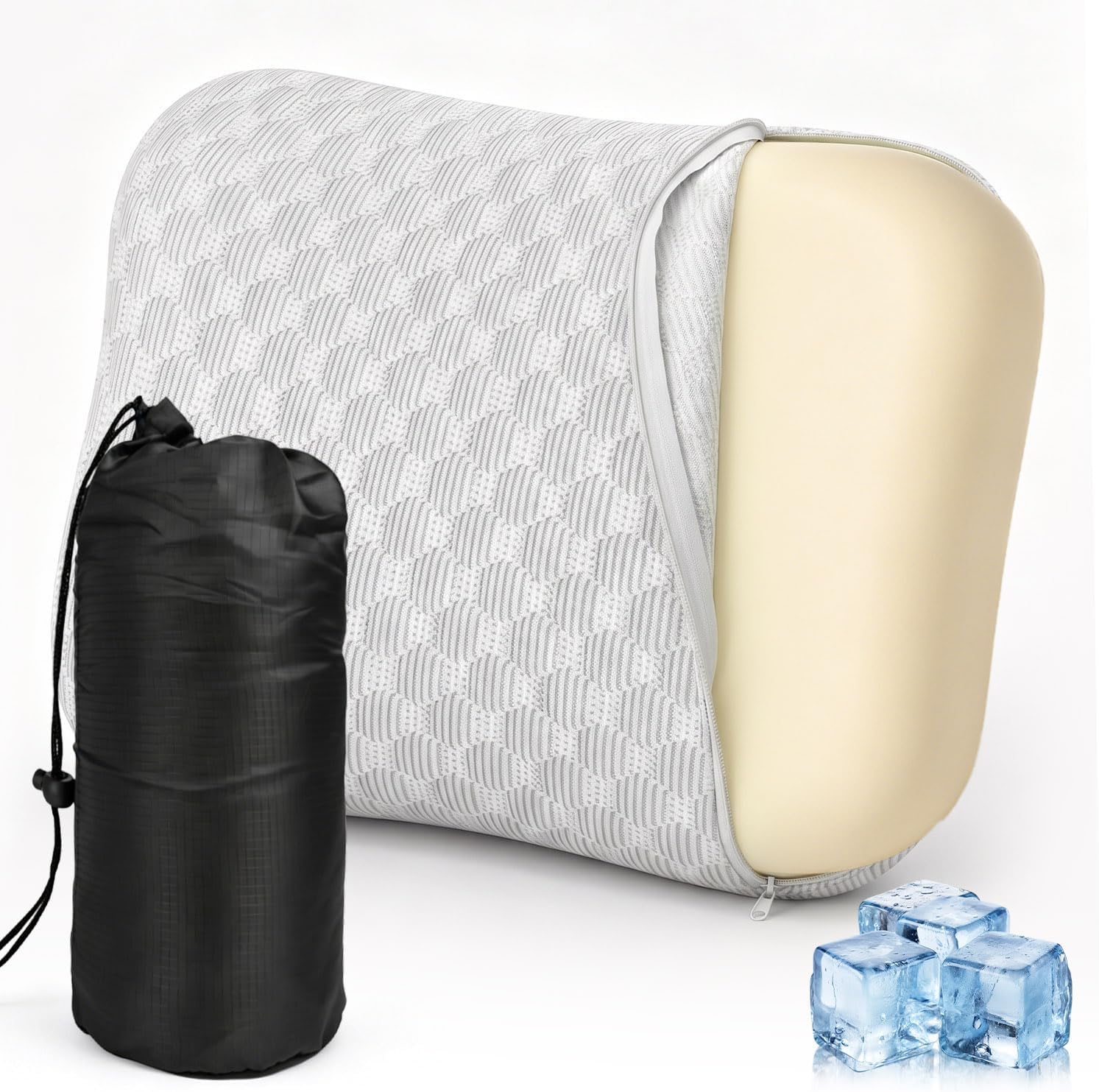 71AY8FaZJnL._AC_SL1500_.jpg Travel & Camping Memory Foam Pillow, Compressible Portable Camp Pillow with Breathable Removable Cover, Soft & Firm Dual Comfort, Compact Backpacking Pillow for Tent & Outdoor Travel - Image 1