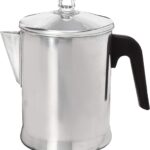 Aluminum Stove Top Percolator Maker Durable, Brew Coffee On Stovetop, 9 Cup, Silver