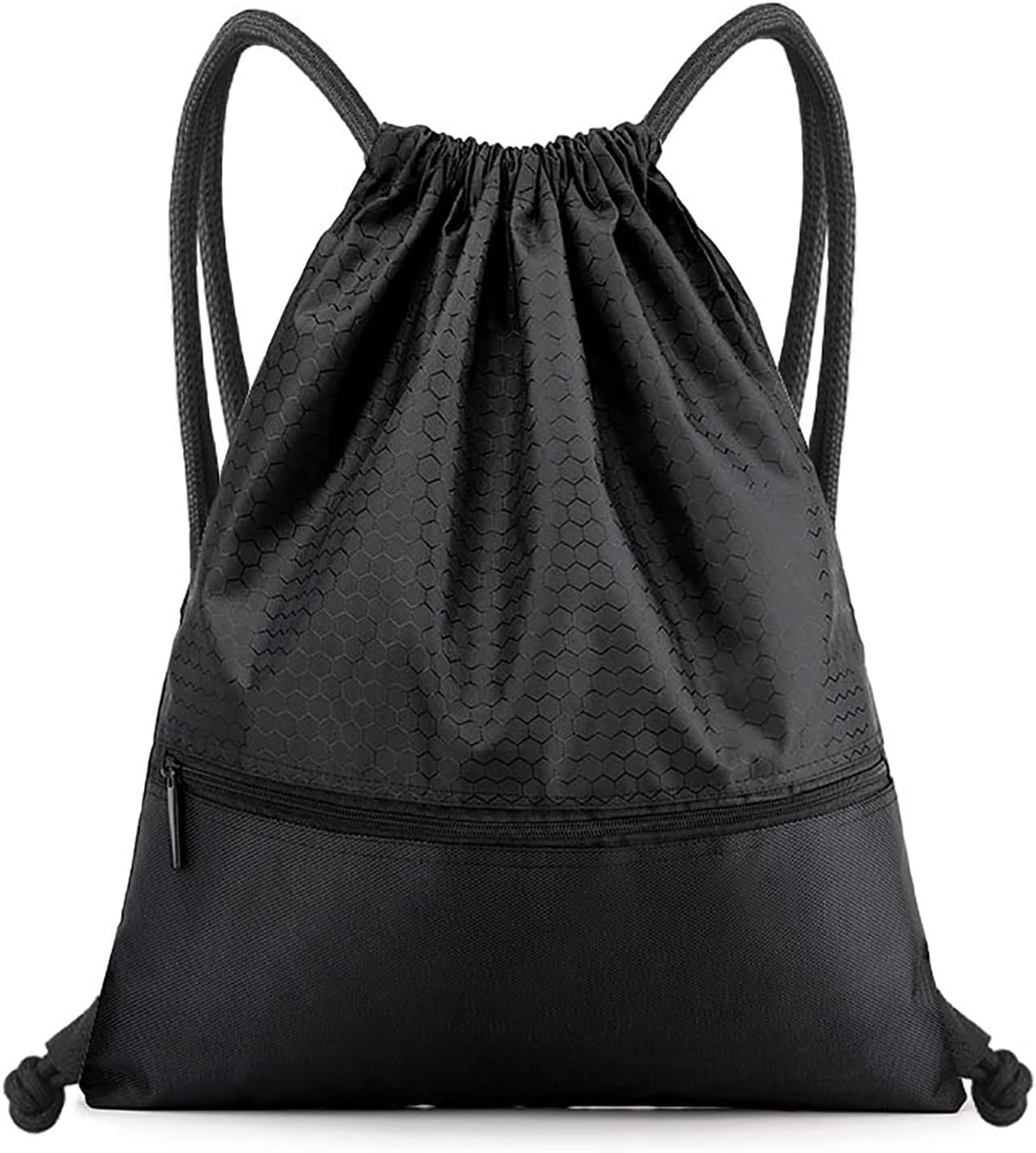 71kMeLPOA0L._AC_SL1500_.jpg Drawstring Backpack Bag, Waterproof Draw String Back Sack with Zip Pocket, Gym Drawstring Bags Swim Bag for Men Women - Image 1